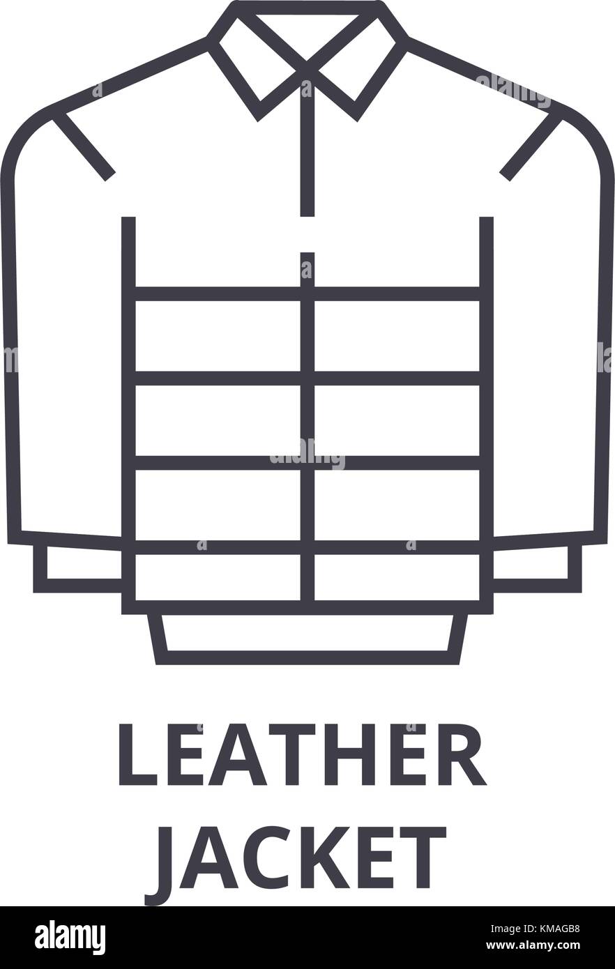 leather jacket line icon, outline sign, linear symbol, vector, flat