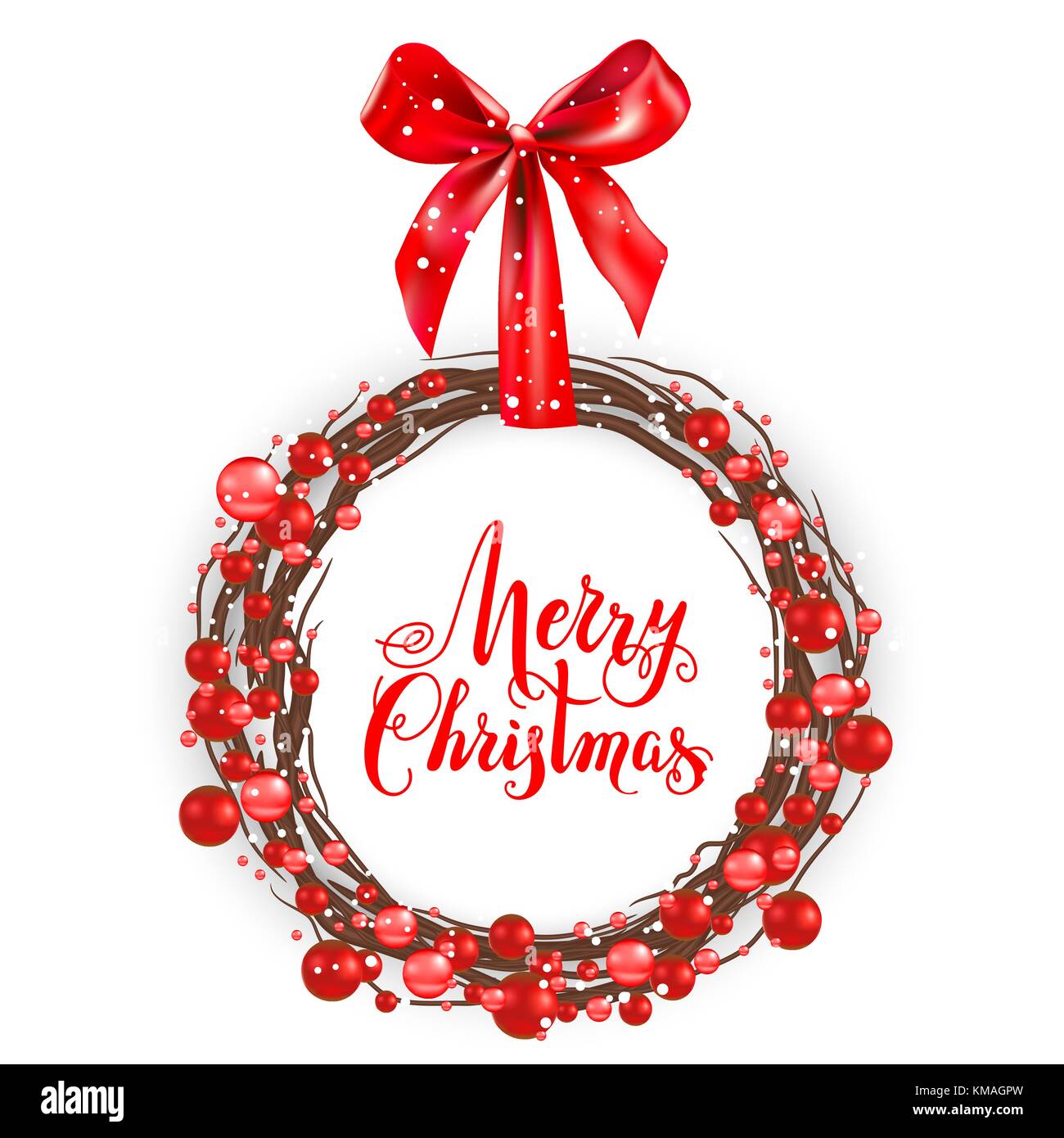 Christmas red berry wreath Stock Vector
