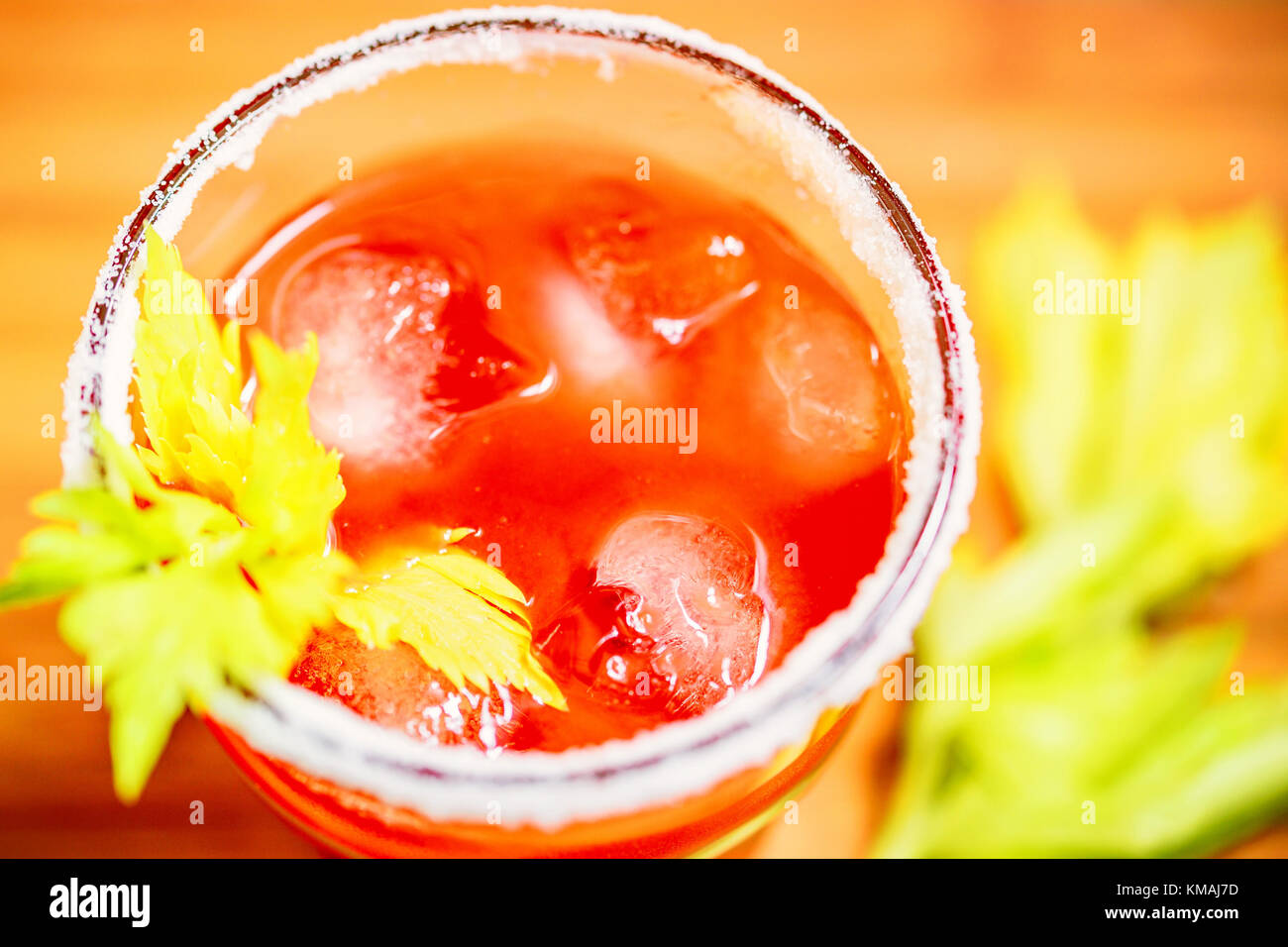 Bloody Mary alcoholic drink with lemon and celery Stock Photo Alamy
