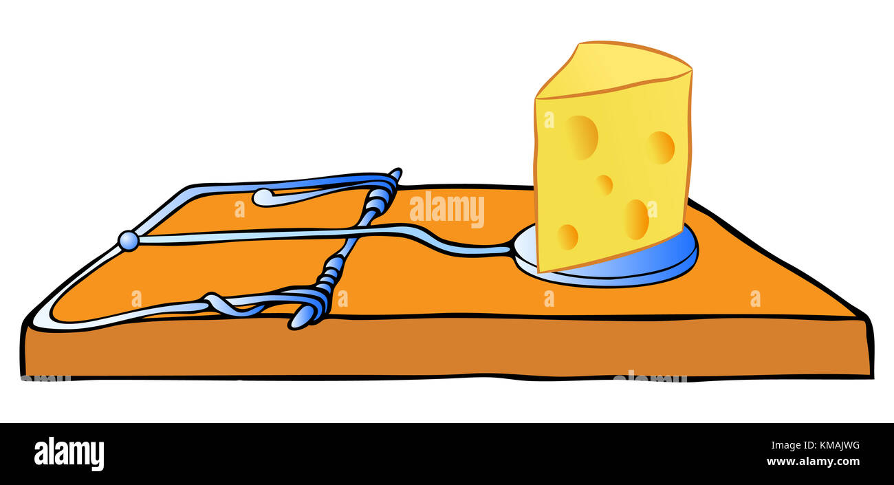 Mouse trap with cheese Stock Photo