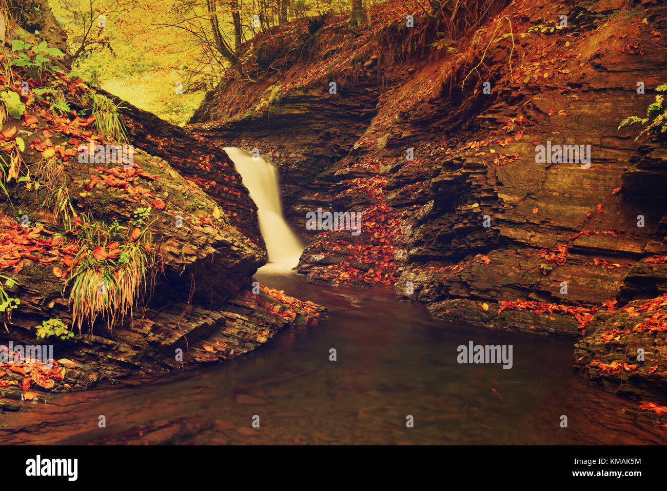 Autumn mountain waterfall Stock Photo - Alamy