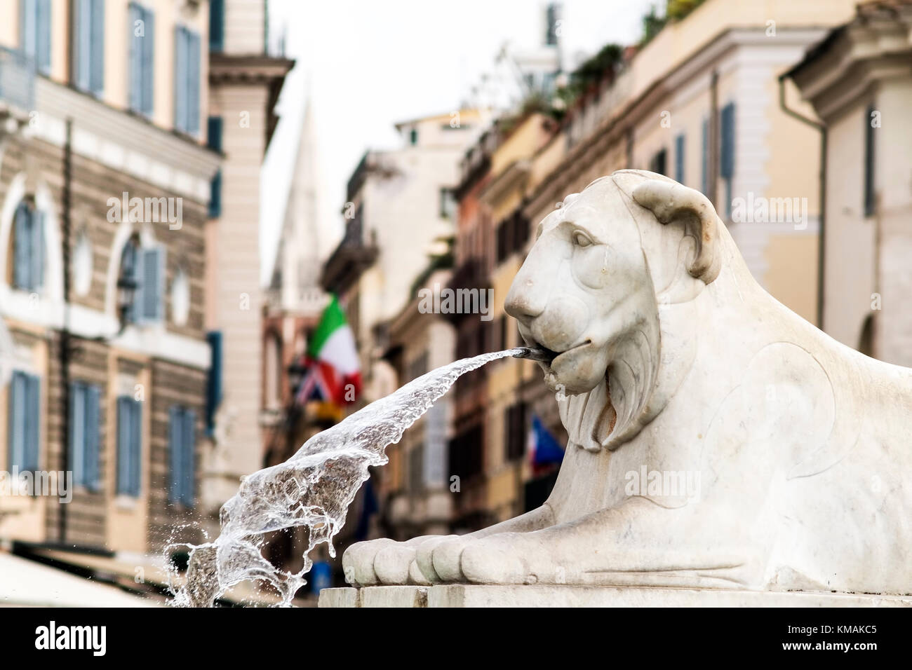 lion statues of Obelisk fountain in People's Squar, Rome Stock Photo
