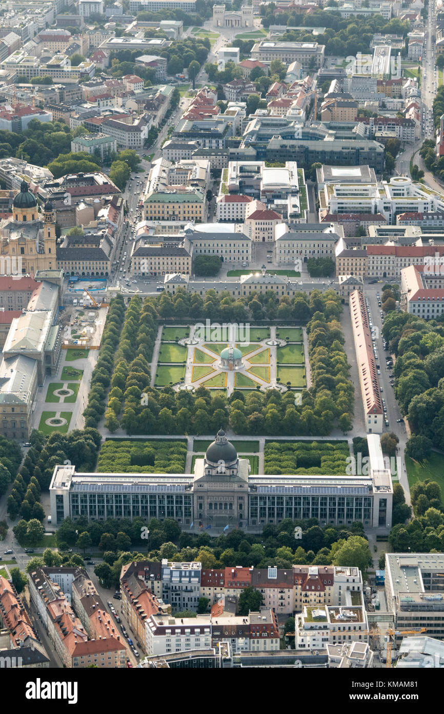 aerial view of the area surrounding the Hofgarten, Munich, Bavaria, Germany Stock Photo