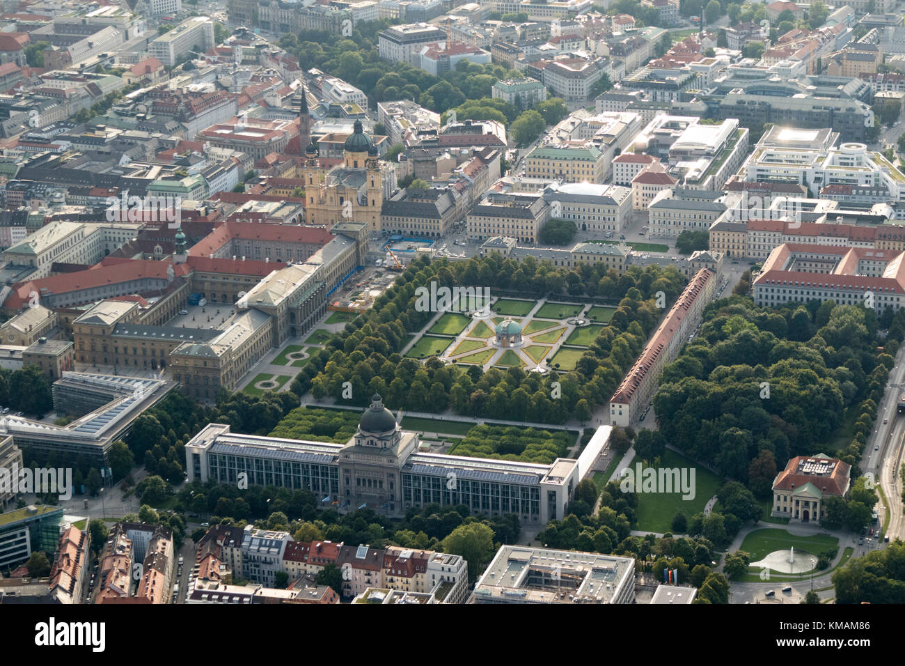 aerial view of the area surrounding the Hofgarten, Munich, Bavaria, Germany Stock Photo