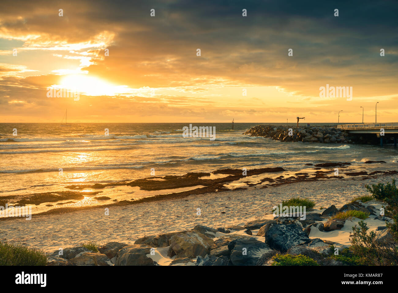 West Beach Adelaide shores at sunset, South Australia Stock Photo Alamy