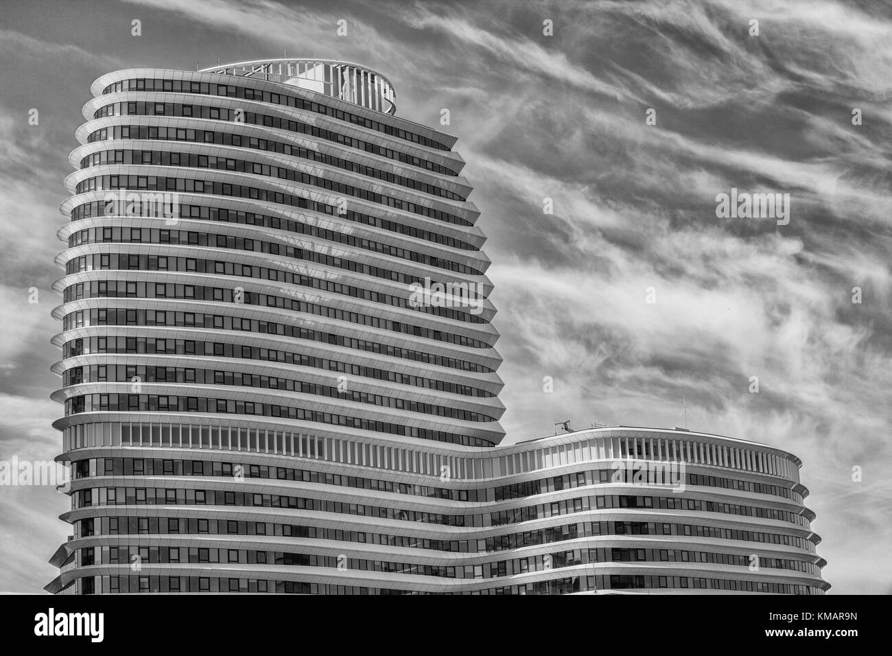 Modern office building in the Netherlands in black and white Stock Photo