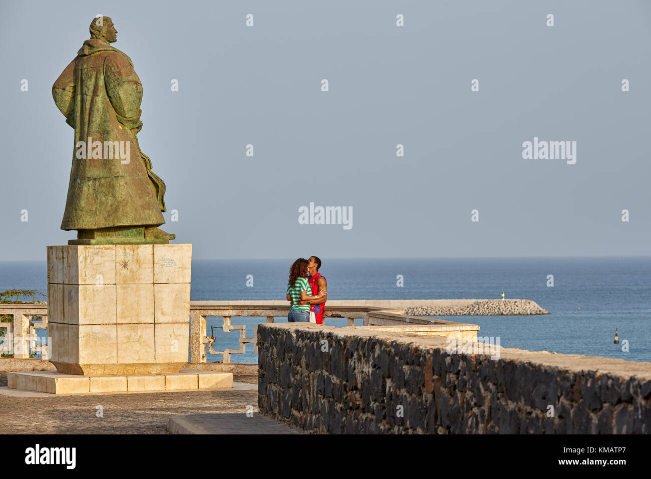 Diego Gomes Statue, Praia, Santiago, Cape Verde (Cabo Verde), Africa Stock Photo