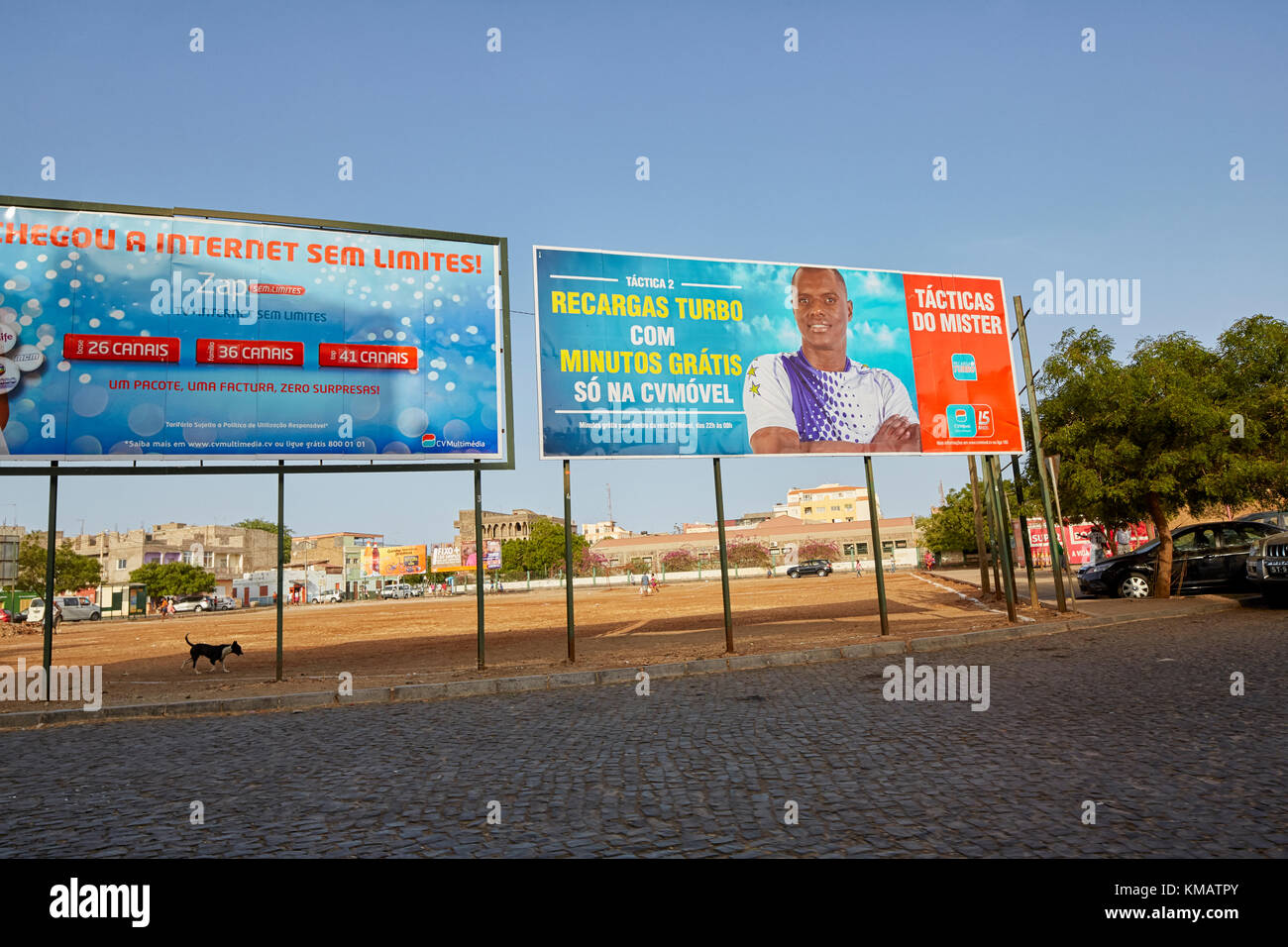 Advertising billboards Praia, Santiago, Cape Verde (Cabo Verde), Africa Stock Photo