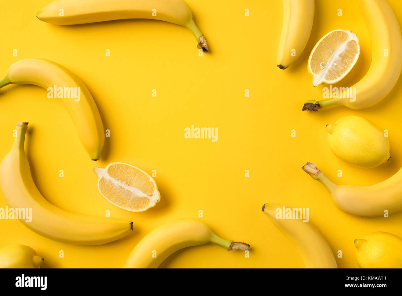 bananas and lemons halves Stock Photo Alamy