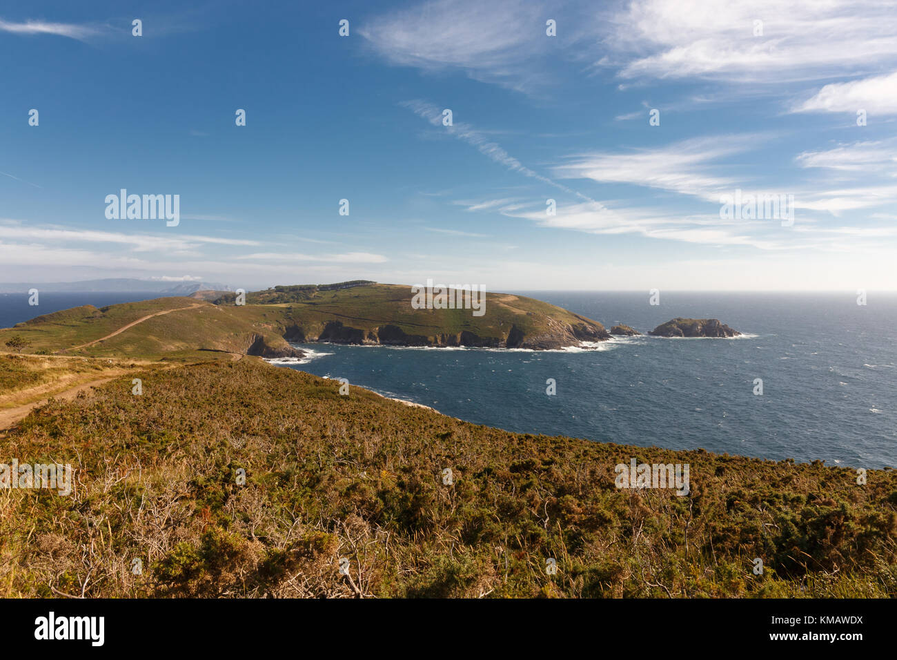 Ons island view from high point, Atlantic Islands National Park, Pontevedra, Galicia, Spain Stock Photo