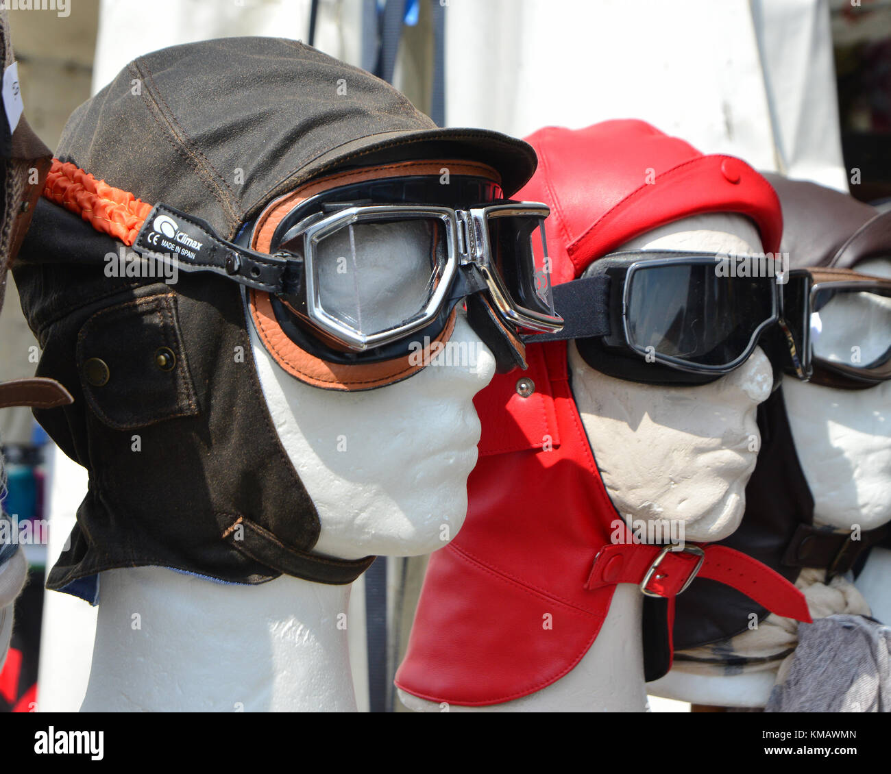 Hats and goggles, Donington Historic Festival, April, 2017, motor