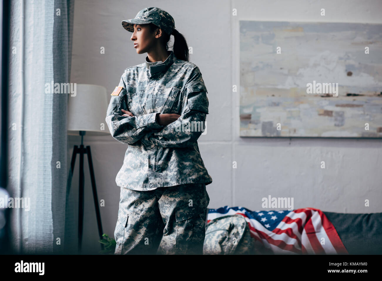 african american female soldier Stock Photo
