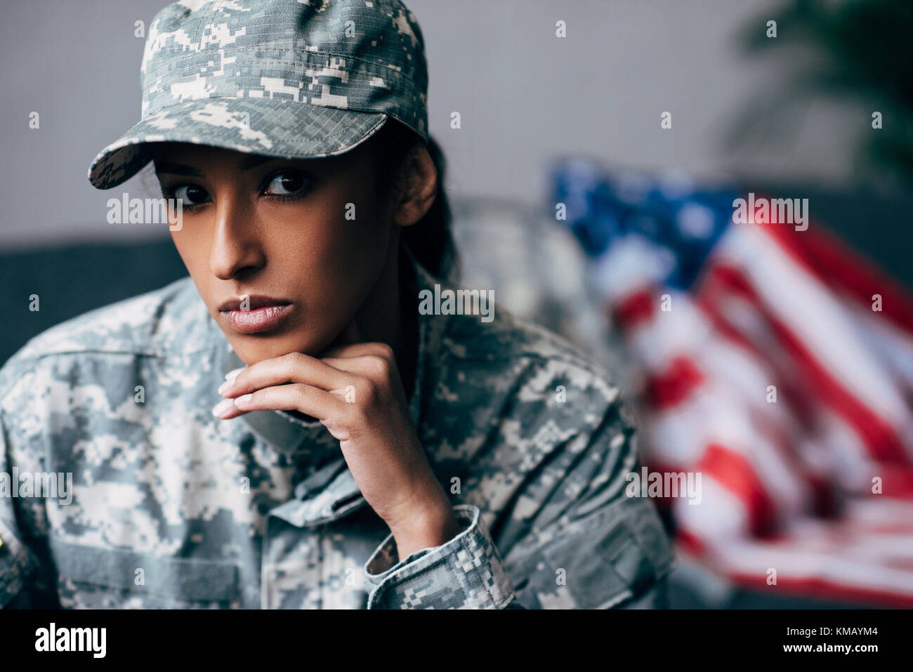 african american female soldier Stock Photo