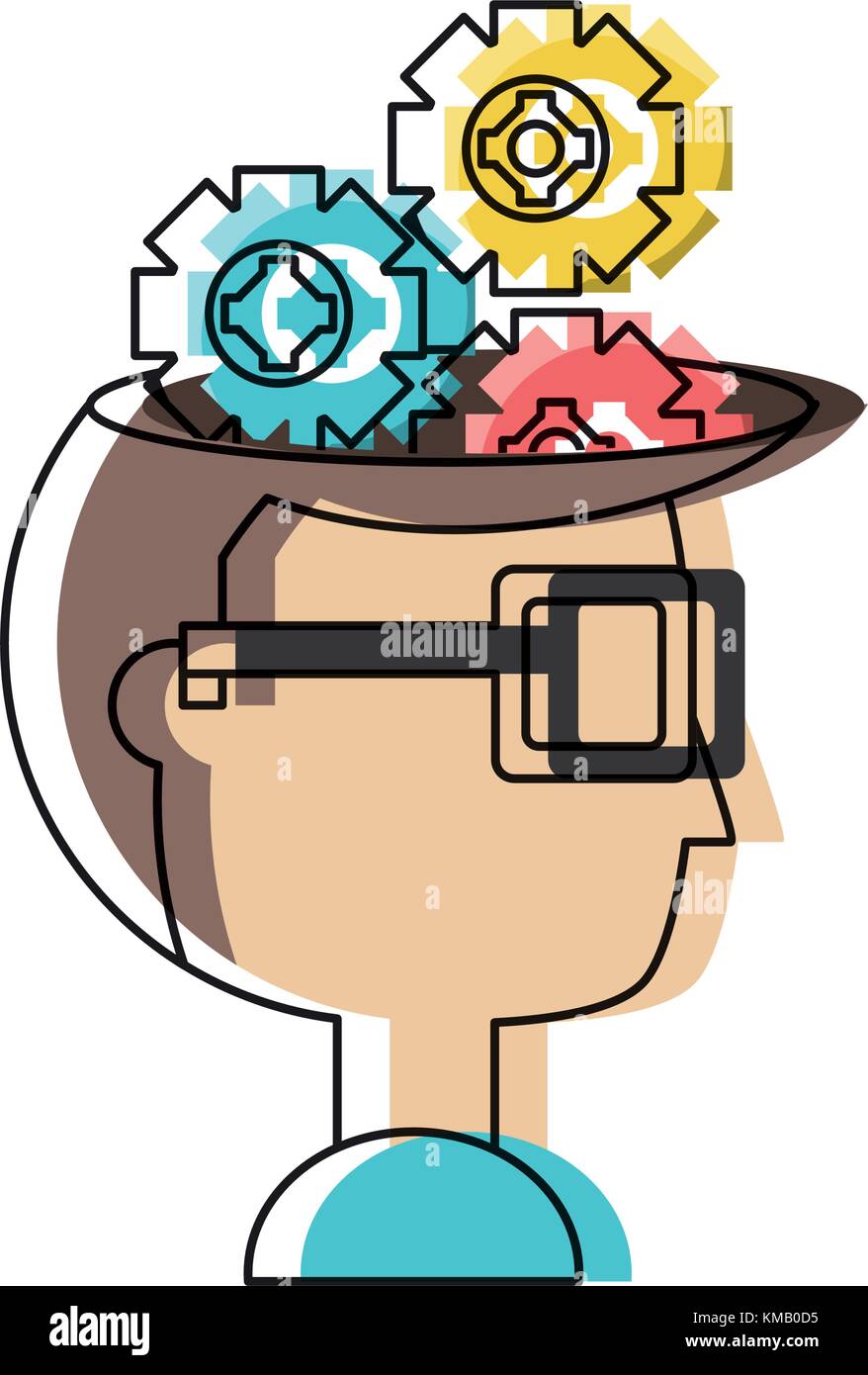 cartoon man with gears wheels Stock Vector Image & Art - Alamy