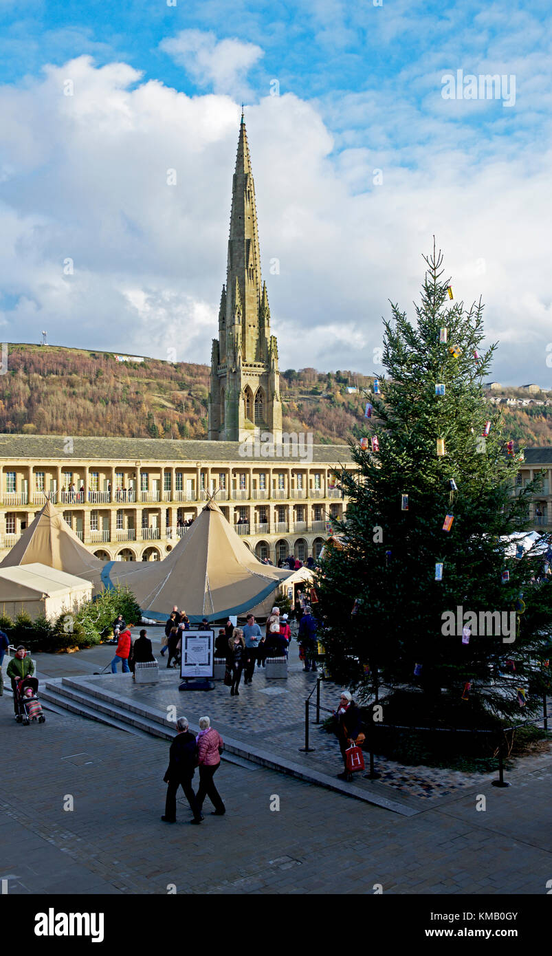 Christmas fair in the Piece Hall, Halifax, West Yorkshire UK Stock Photo Alamy