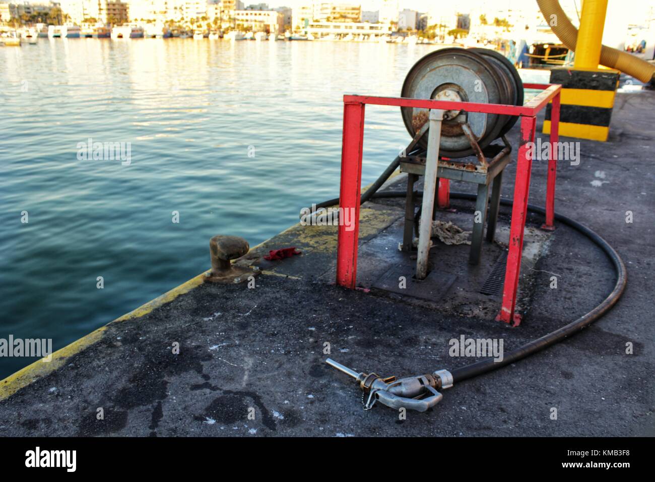 Gas station for fishing boats in the port Stock Photo Alamy