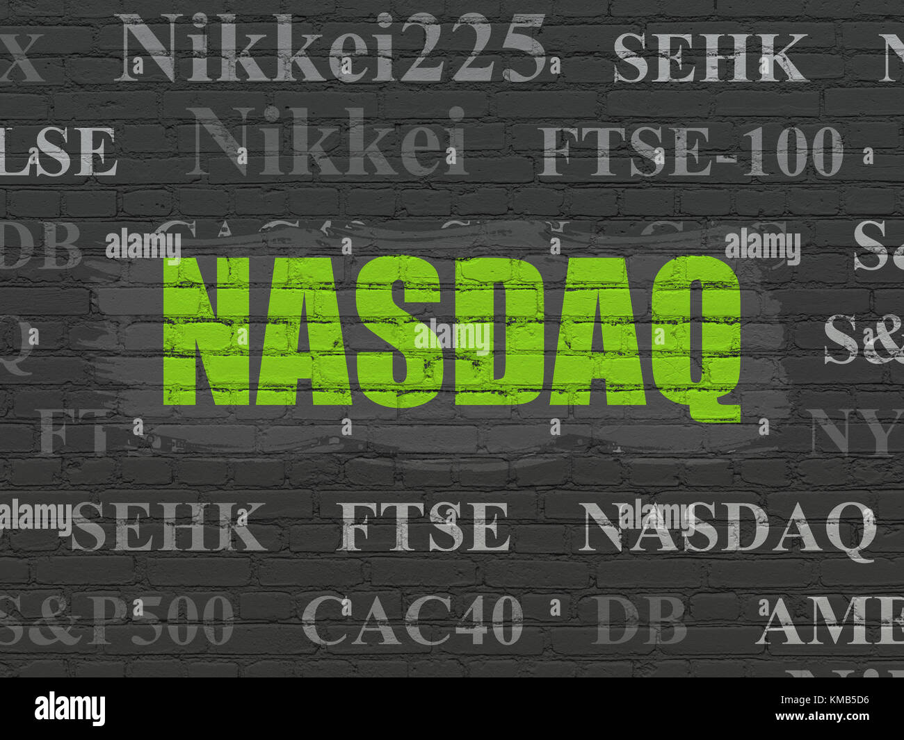 Stock market indexes concept: NASDAQ on wall background Stock Photo