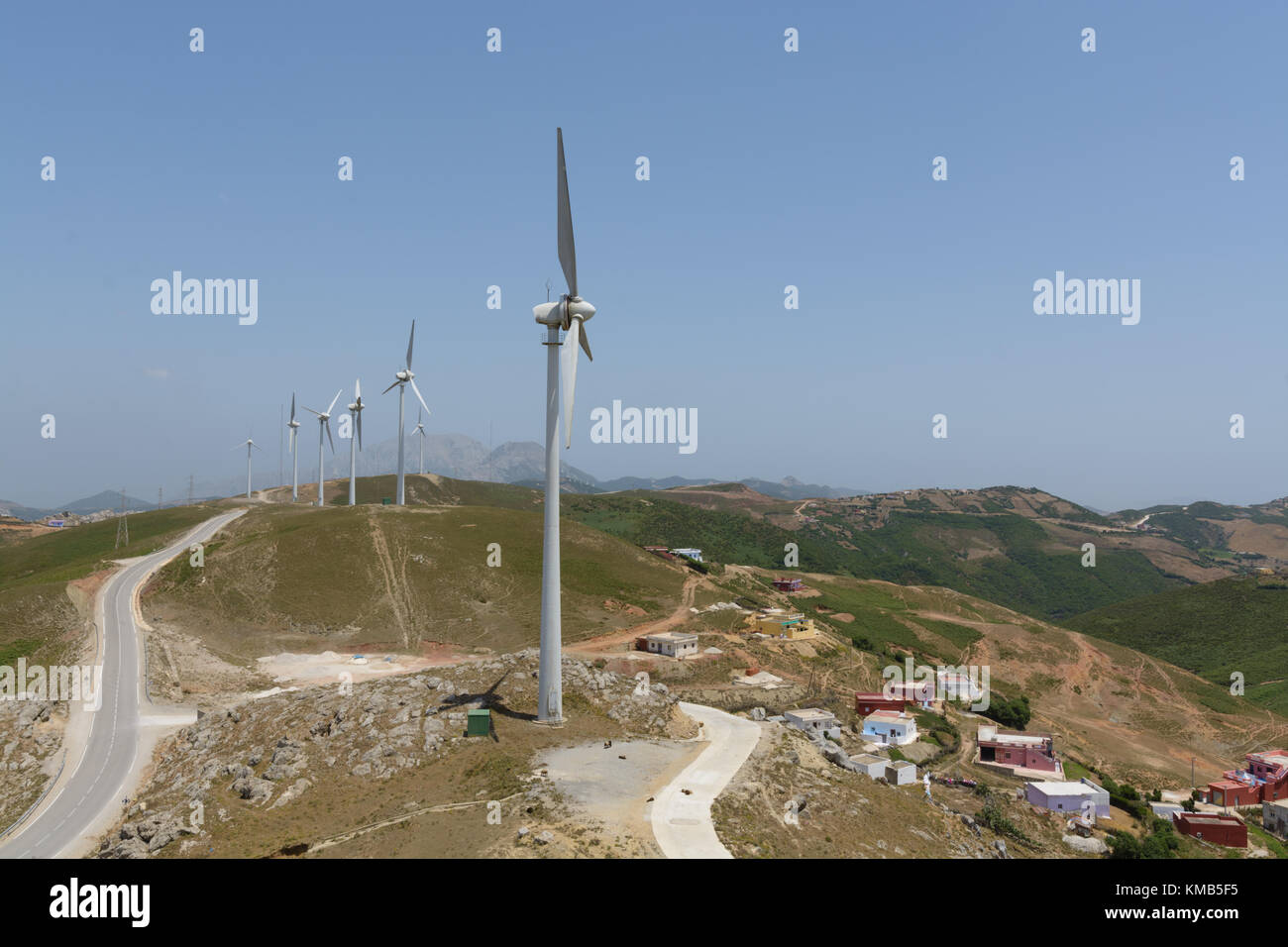 Wind turbine landscape in Morocco Stock Photo