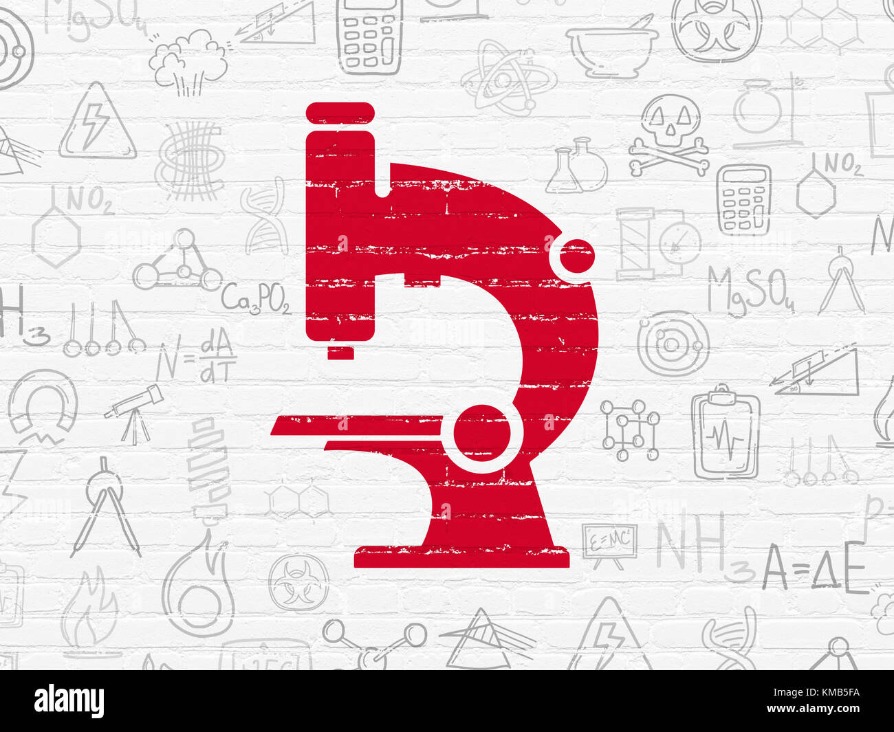 Science concept Microscope on wall background Stock Photo Alamy