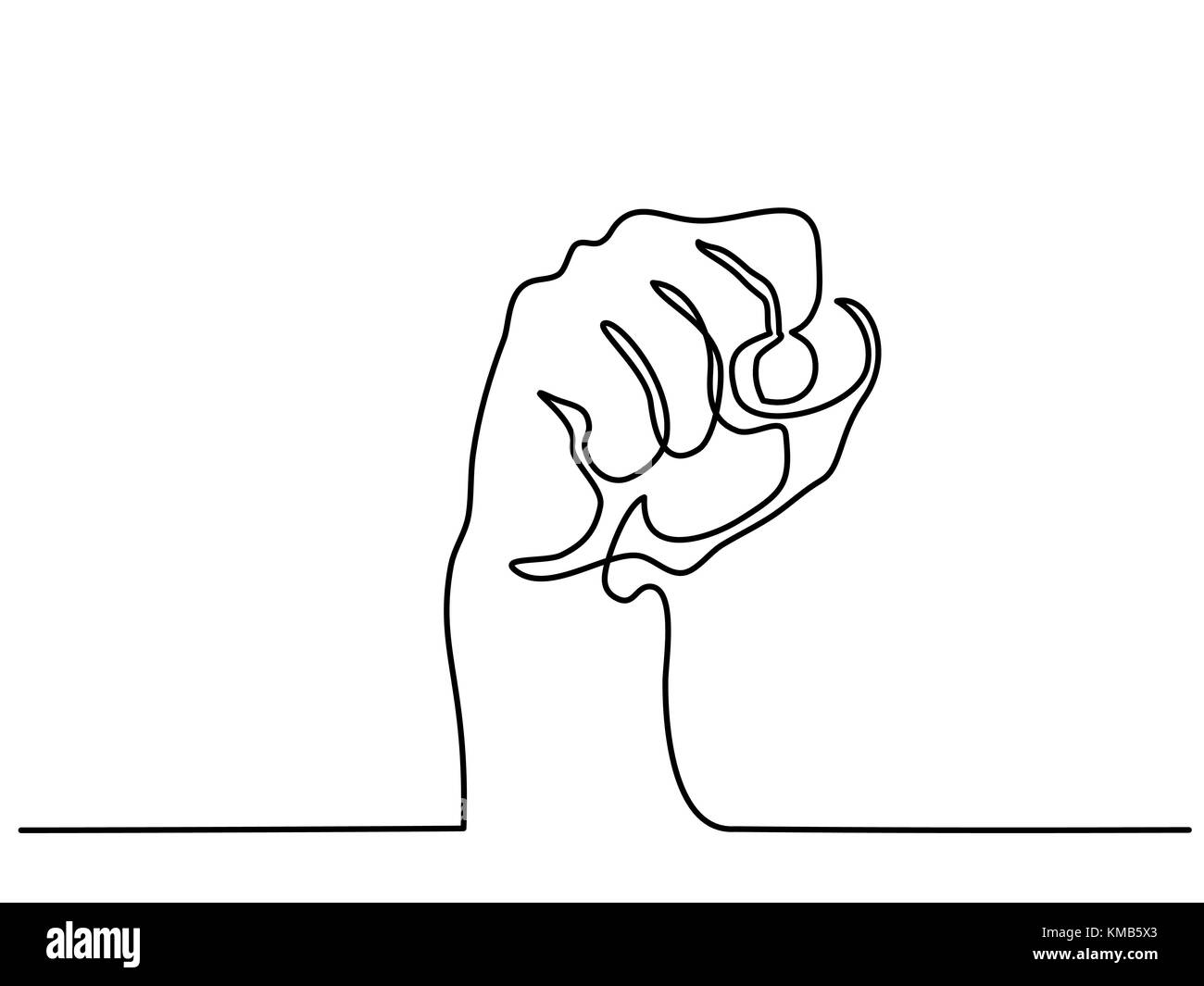 continuous line drawing of fist Stock Vector