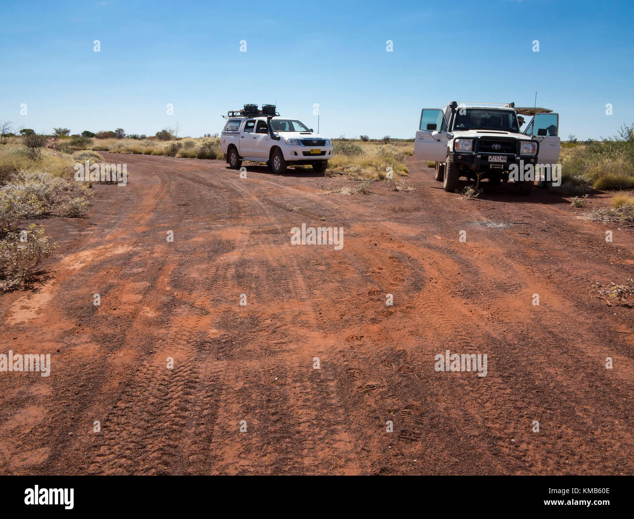 The Gary Highway is a remote unsealed track in central Western Australia running through the Gibson Desert and the Great Sandy Desert. Stock Photo