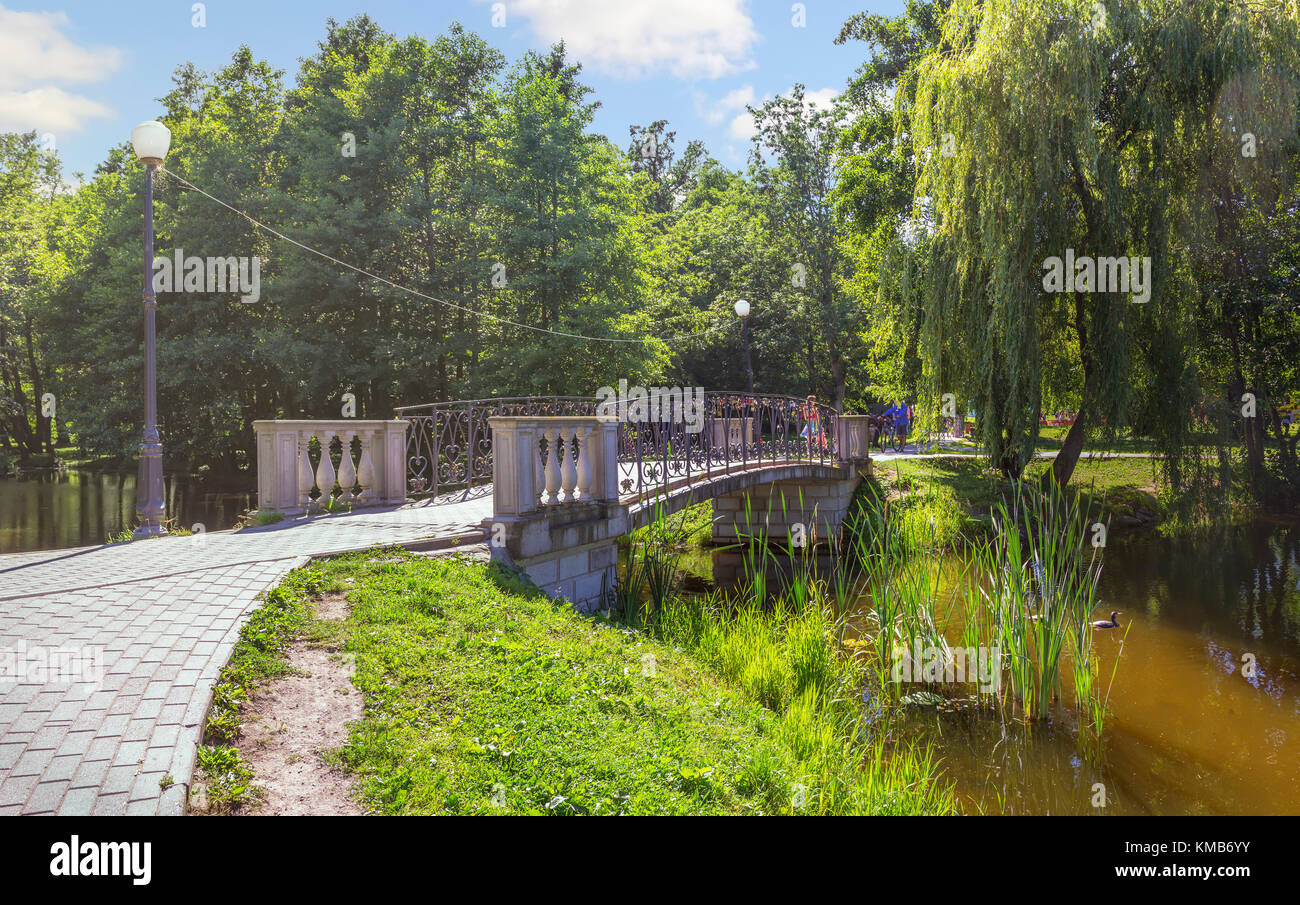 The bridge on Tortilin Pond. Zelenogradsk, the Kaliningrad regio Stock Photo