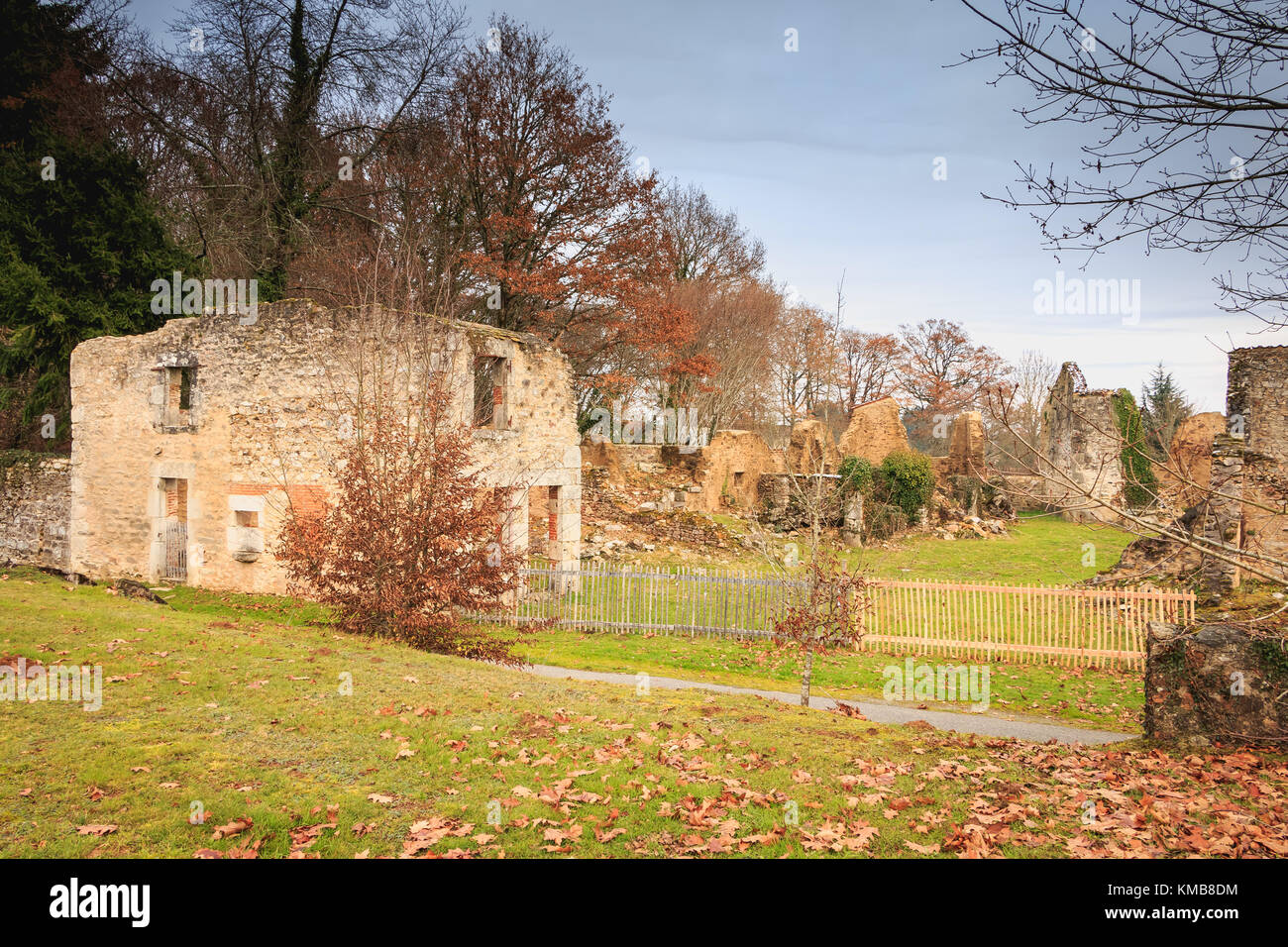 ORADOUR SUR GLANE, FRANCE - December 03, 2017 : ruined house destroyed by fire following the massacre of the entire population by the German army on J Stock Photo