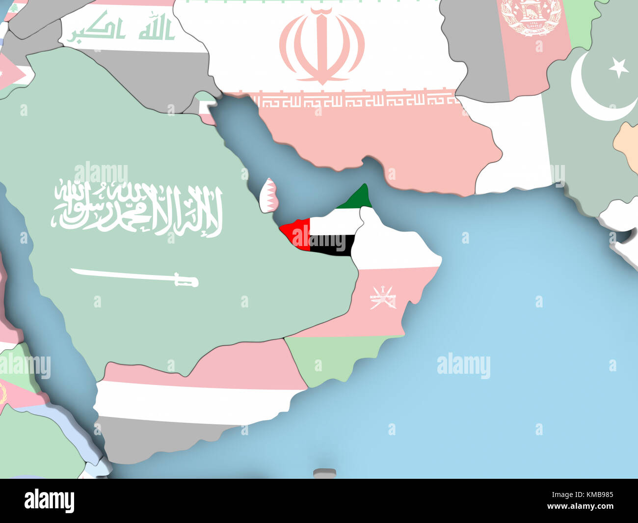 United Arab Emirates with embedded flag. 3D illustration Stock Photo ...