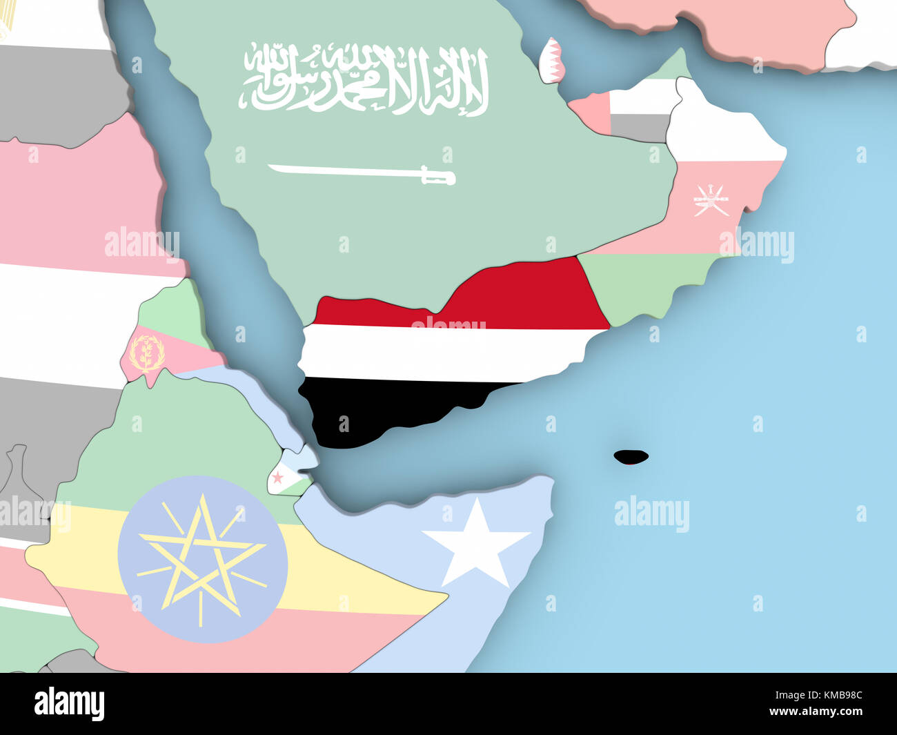 Yemen with embedded flag. 3D illustration Stock Photo - Alamy