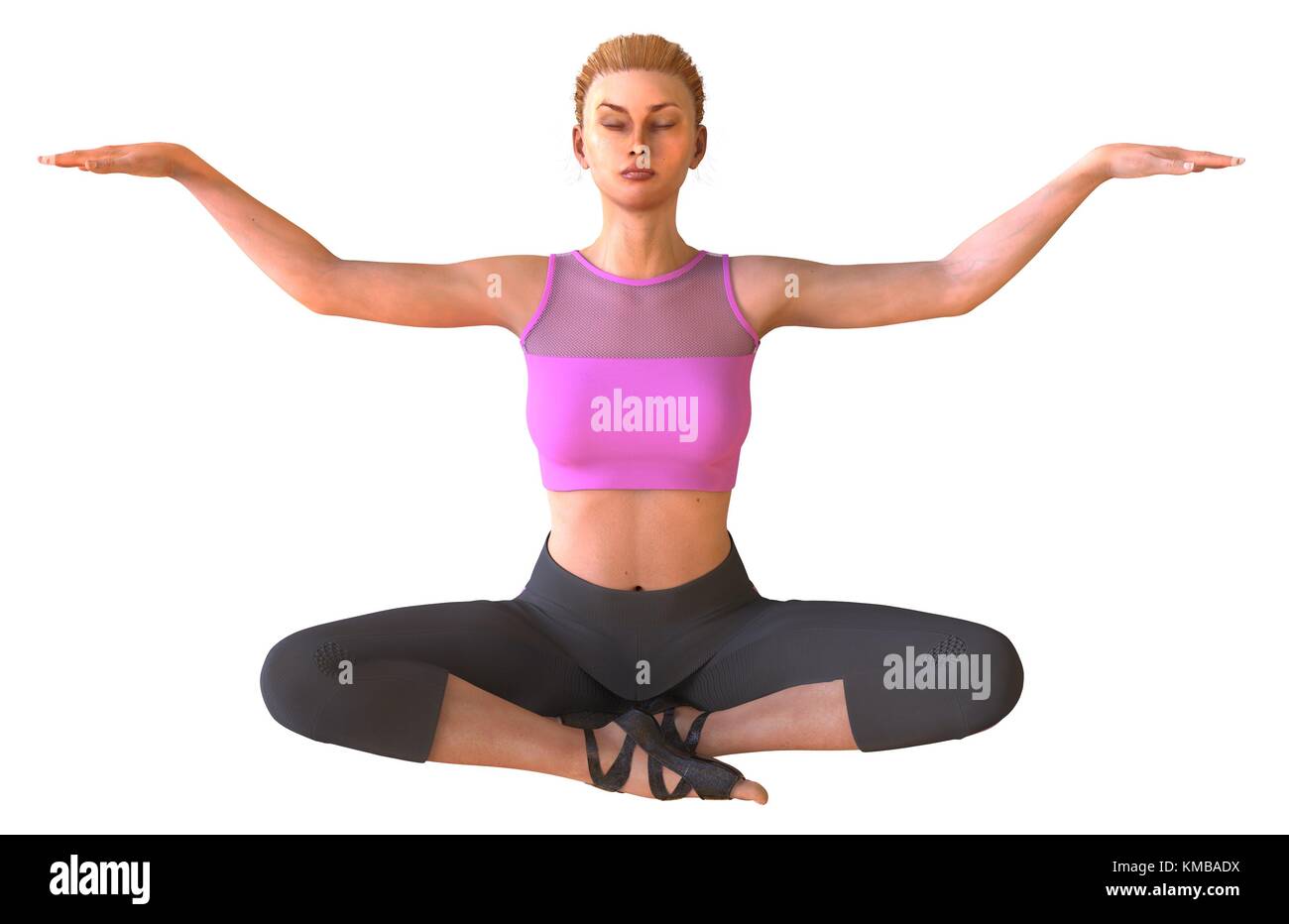Beautiful girl doing yoga isolated on white 3d illustration Stock Photo ...
