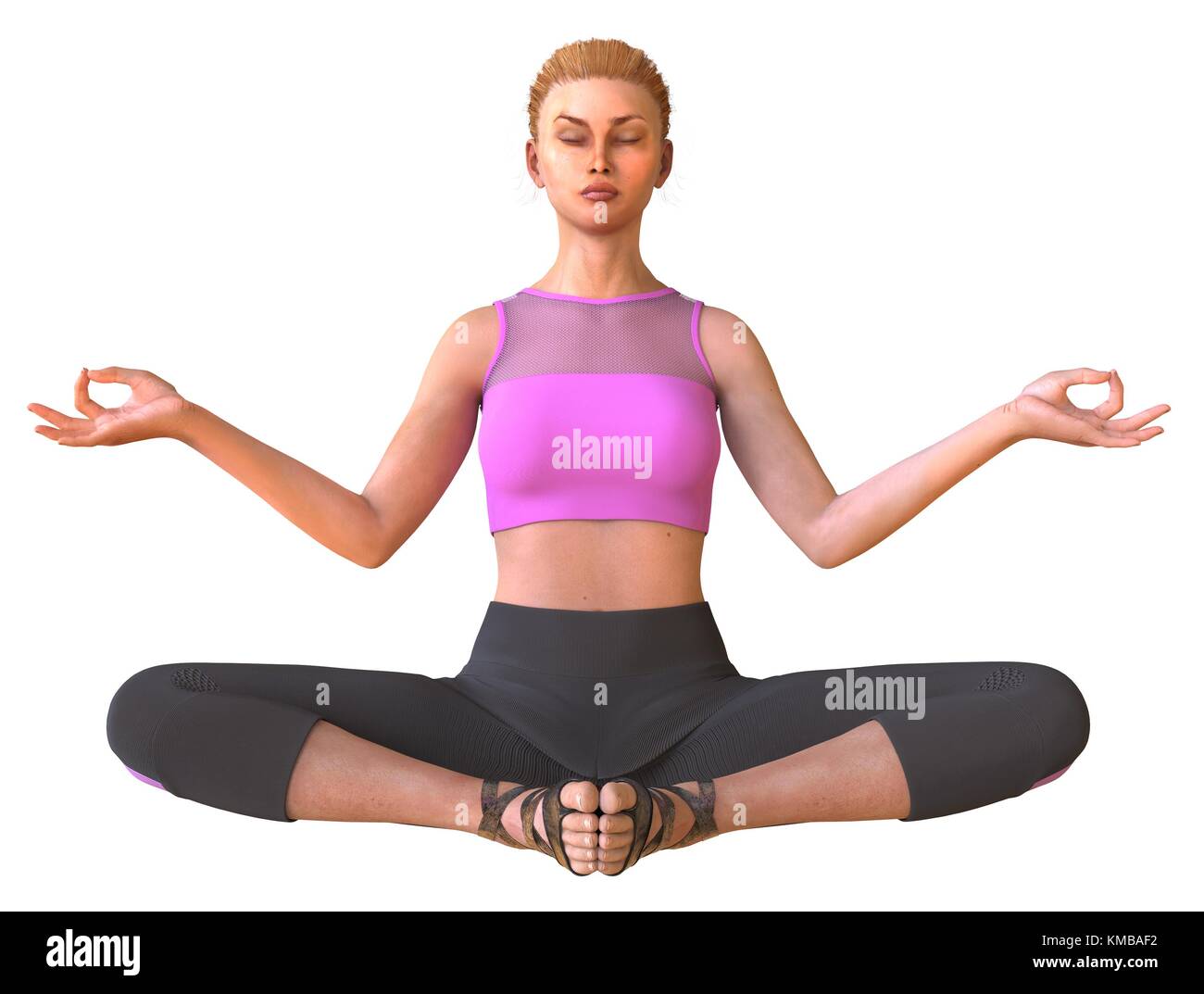 Beautiful girl doing yoga isolated on white 3d illustration Stock Photo ...