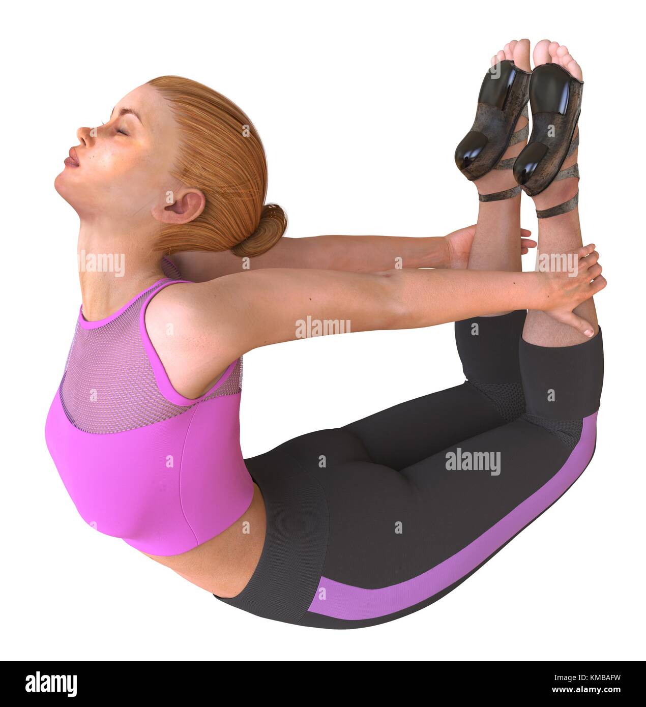 Beautiful girl doing yoga isolated on white 3d illustration Stock Photo ...