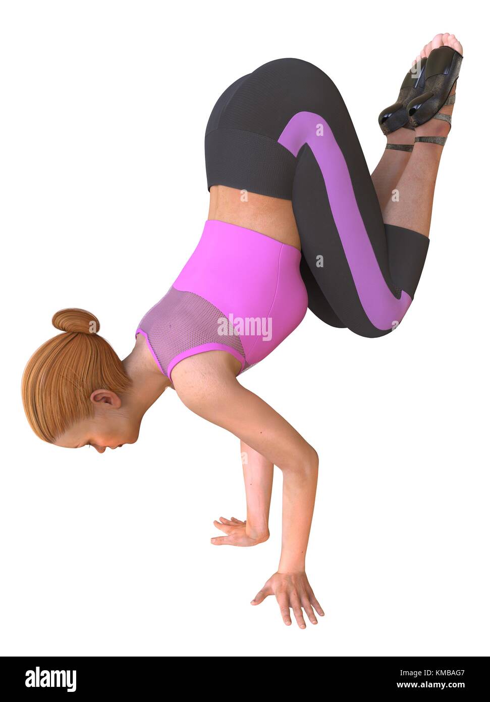 Beautiful girl doing yoga isolated on white 3d illustration Stock Photo ...