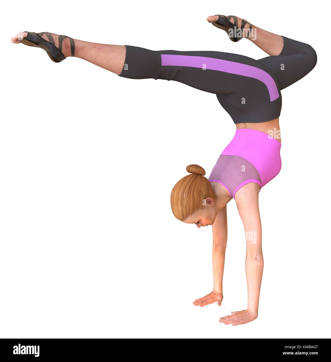 Beautiful girl doing yoga isolated on white 3d illustration Stock Photo ...