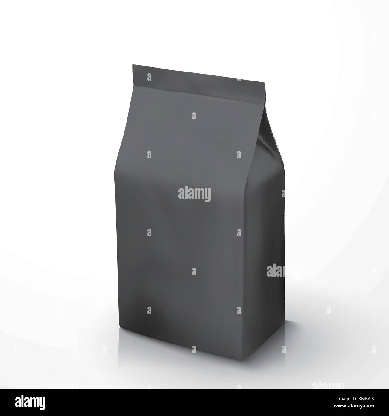 Coffee Bean package mockup, black foil packet in 3d illustration for