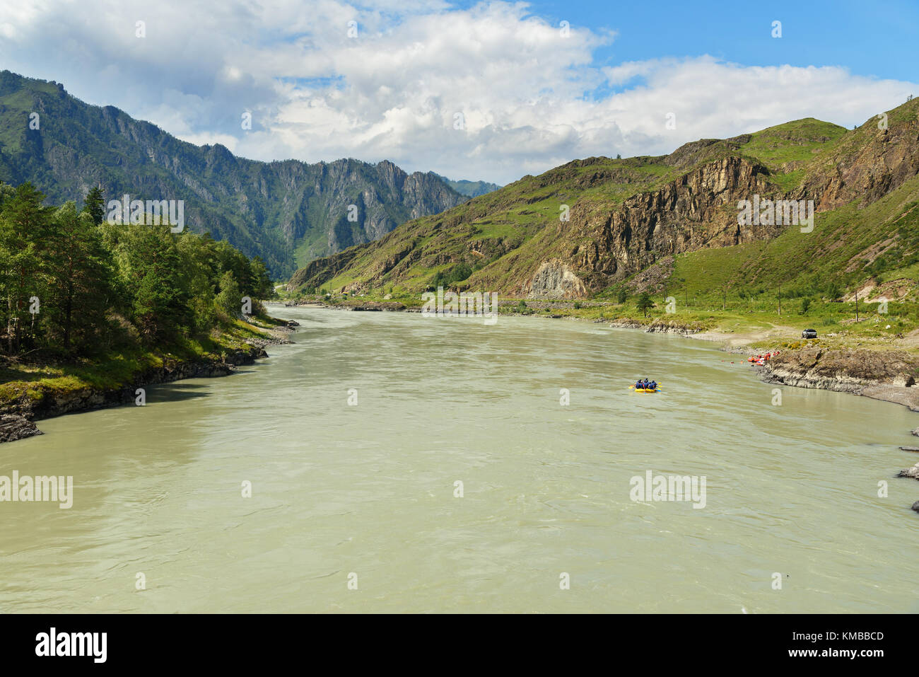 View of Katun river near Chemal village. Altai Republic, Siberia. Russia Stock Photo