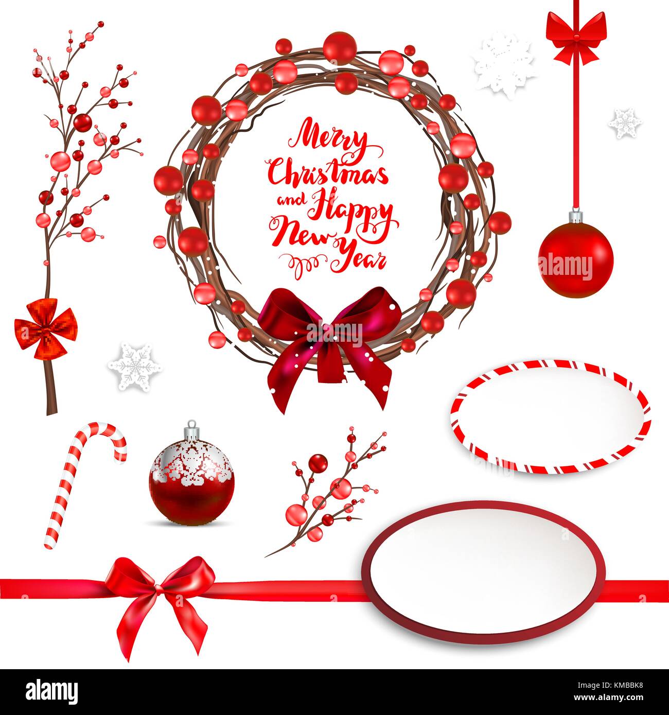 Christmas wreath red bow Stock Vector Images - Alamy