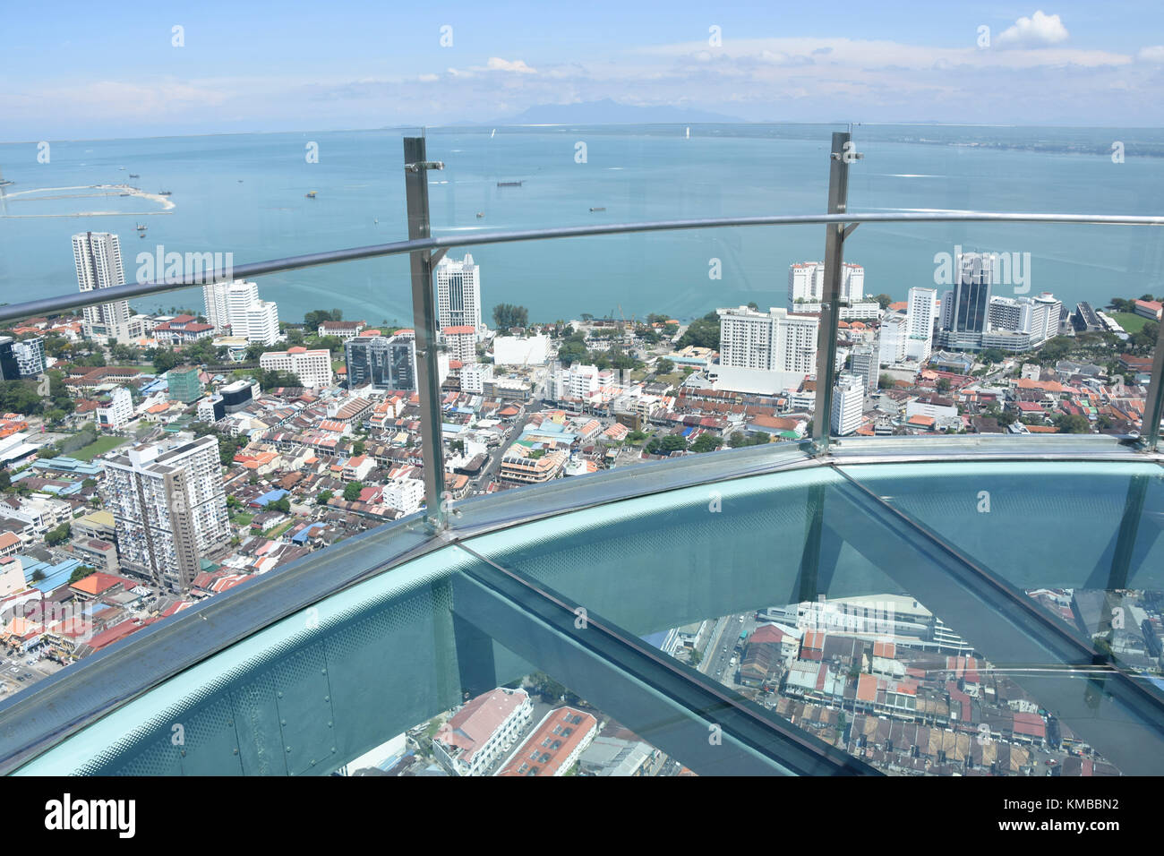 View of the harbour of George Town from the 66th Floor of the Komtar Tower Stock Photo