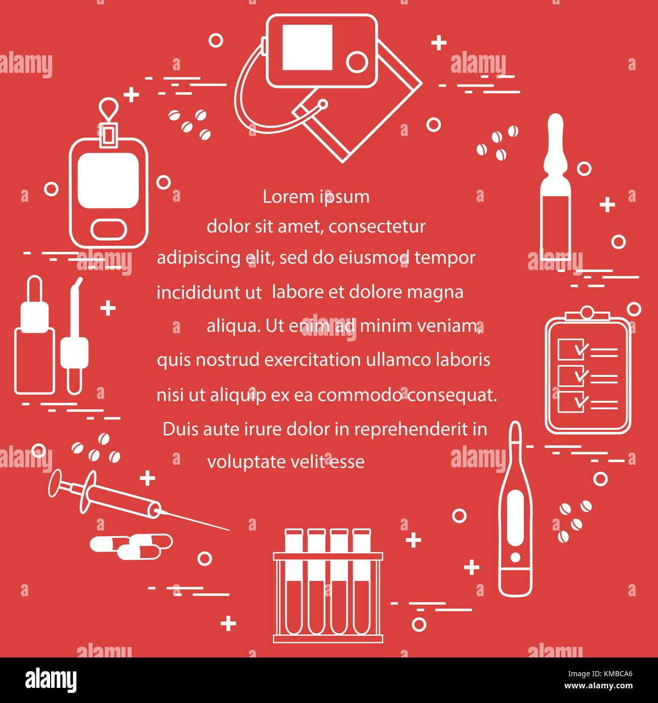 Medical devices, tools and drugs arranged in a circle. Health and