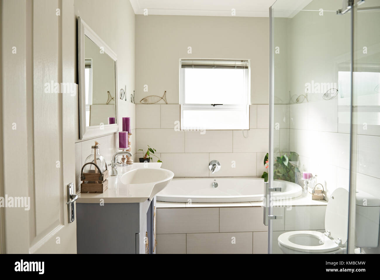 Interior of the modern bathroom in a contemporary suburban home Stock Photo
