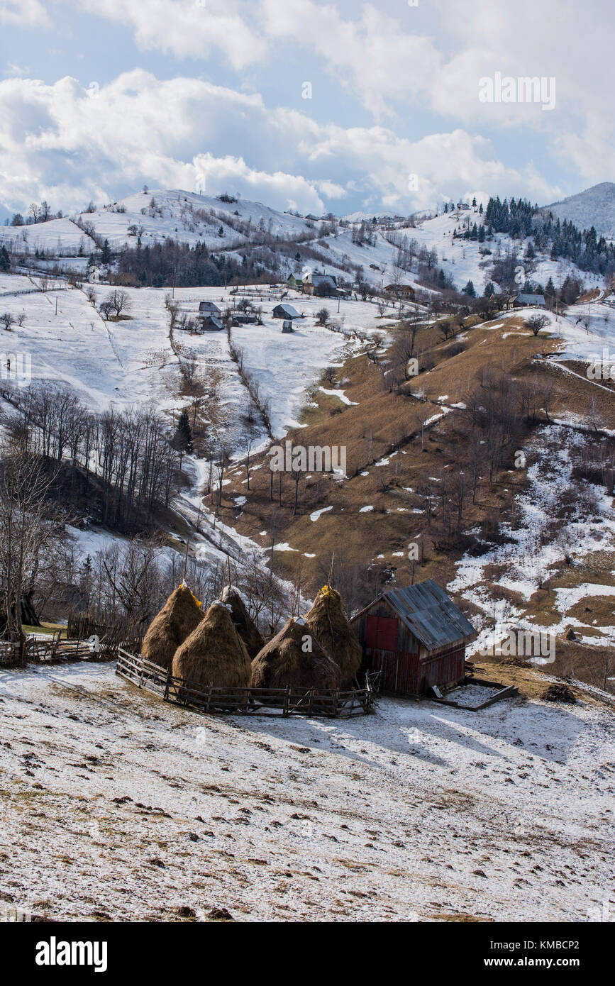 Romanian countryside landscape in winter Stock Photo