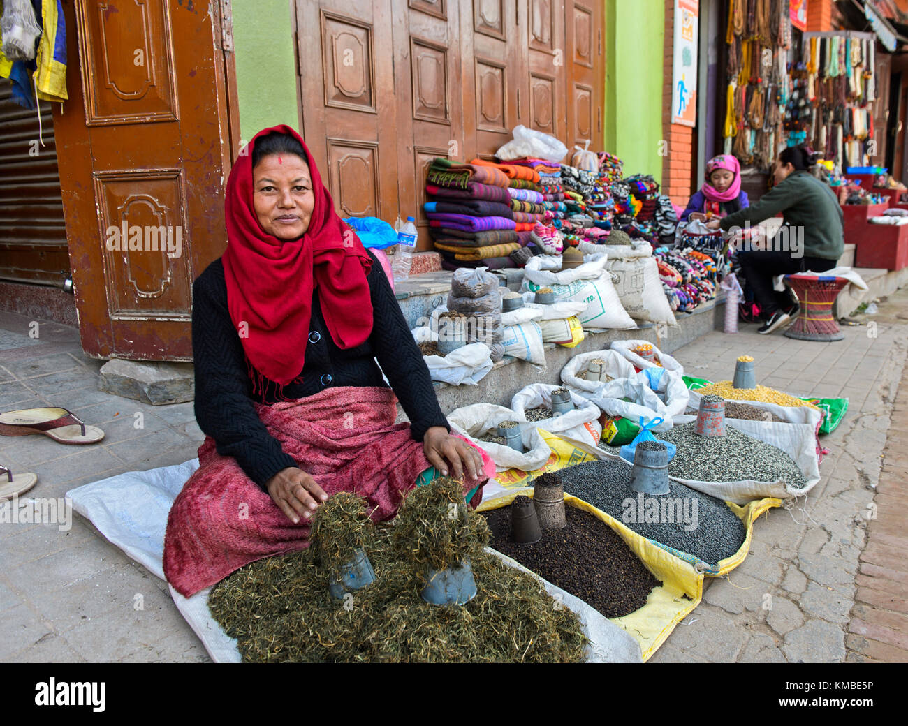 Nepali woman selling herbs and spices, Kathmandu, Nepal Stock Photo Alamy