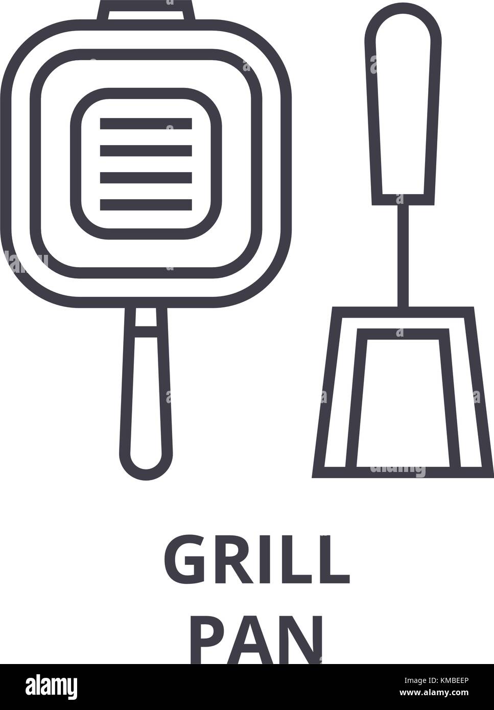 grill pan line icon, outline sign, linear symbol, vector, flat