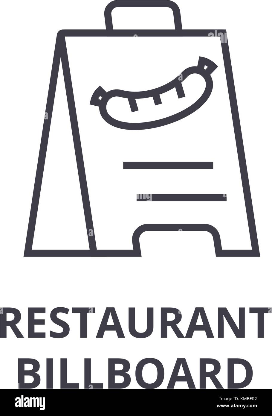 restaurant billboard line icon, outline sign, linear symbol, vector ...