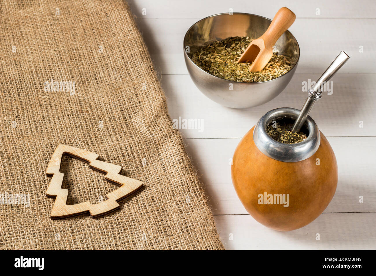 Yerba mate Christmas background with copy space Stock Photo - Alamy