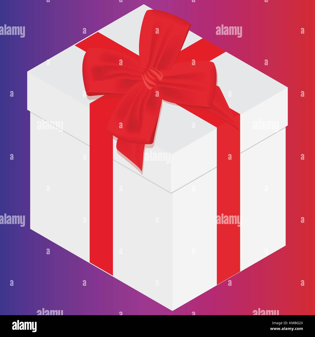 Gift box with red ribbon. Vector illustration. Stock Vector