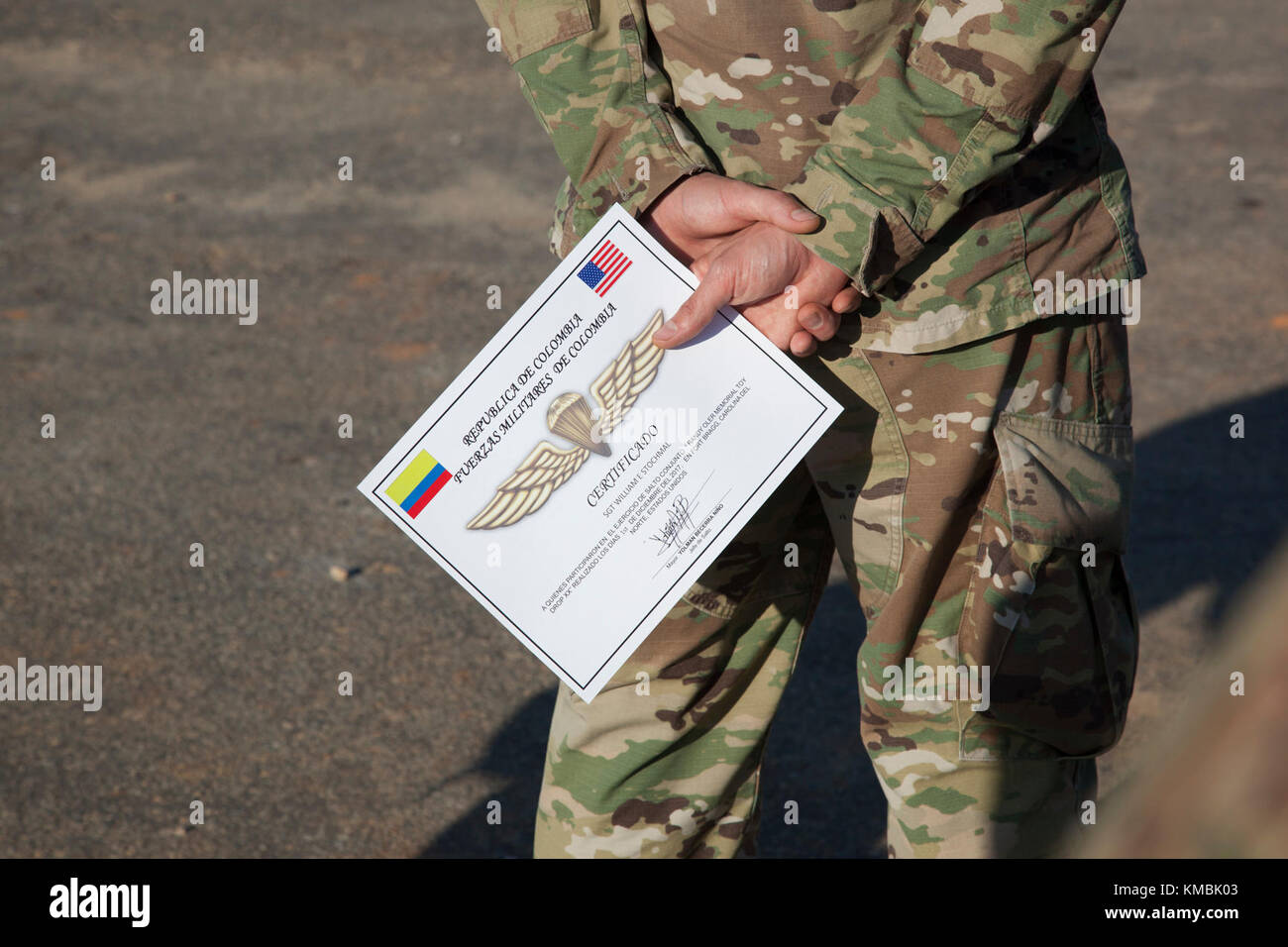 U.S Army paratroopers receives their foreign jump wings from a