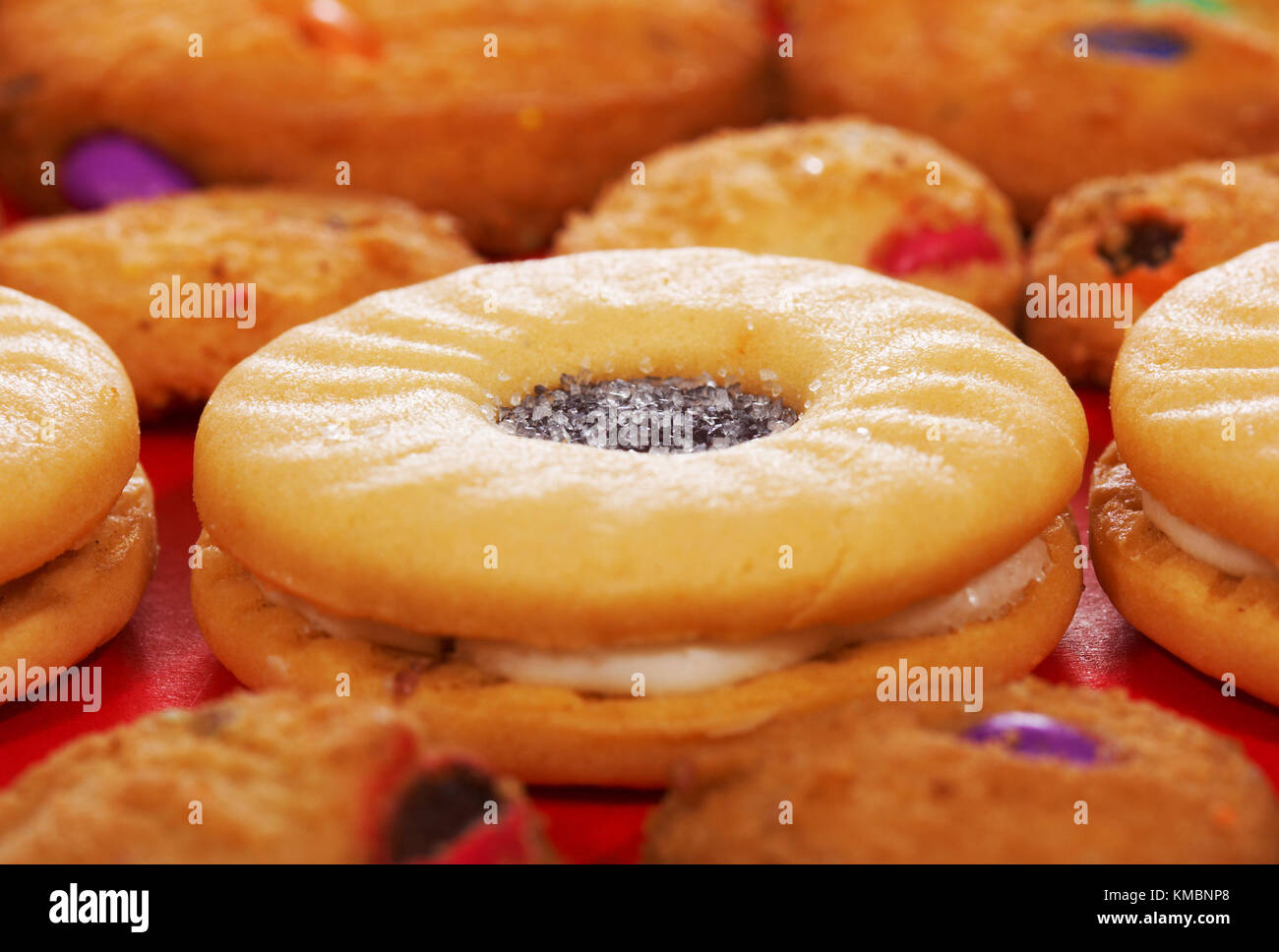jam and cream filled biscuits Stock Photo Alamy