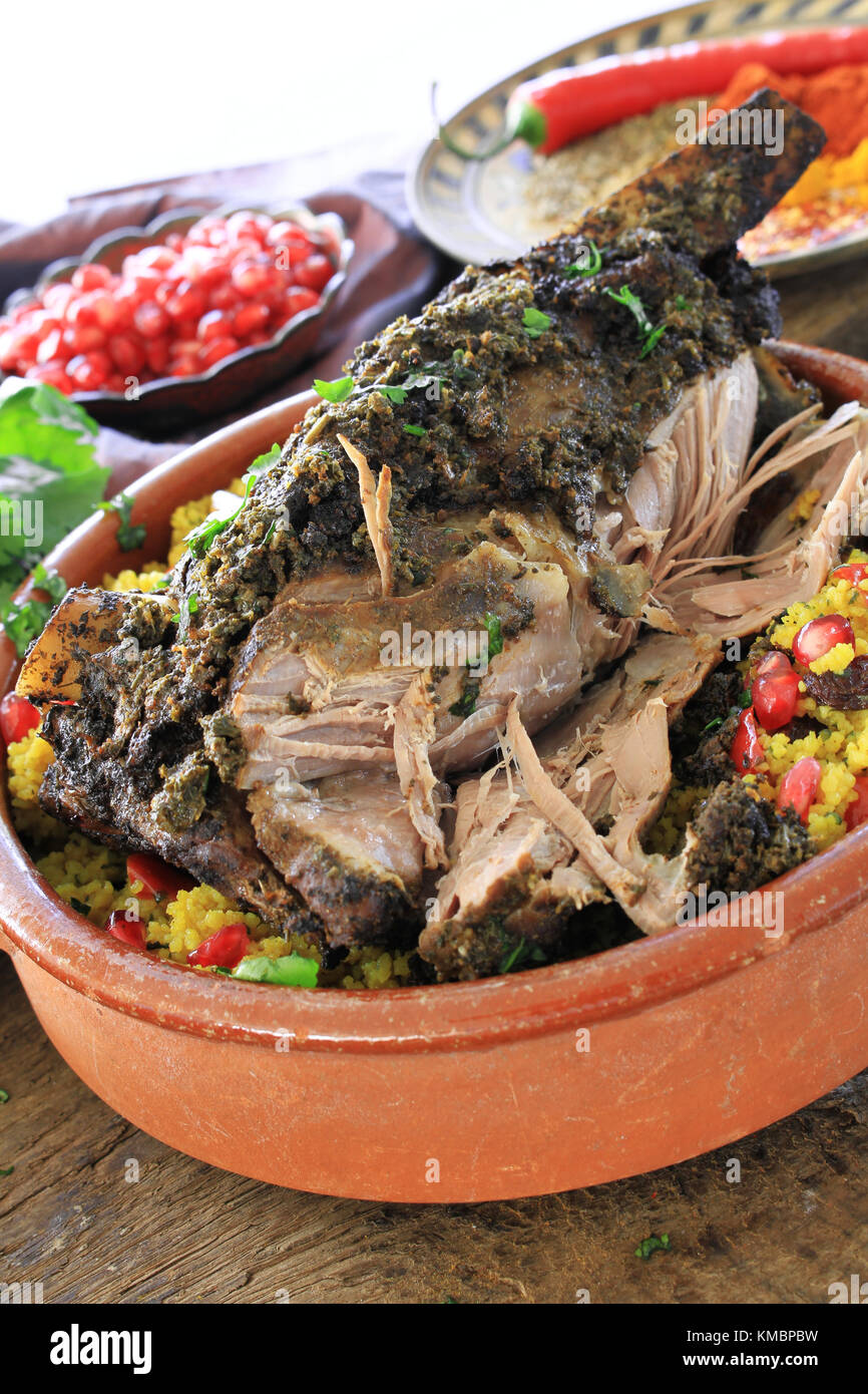 roast moroccan lamb meal Stock Photo Alamy
