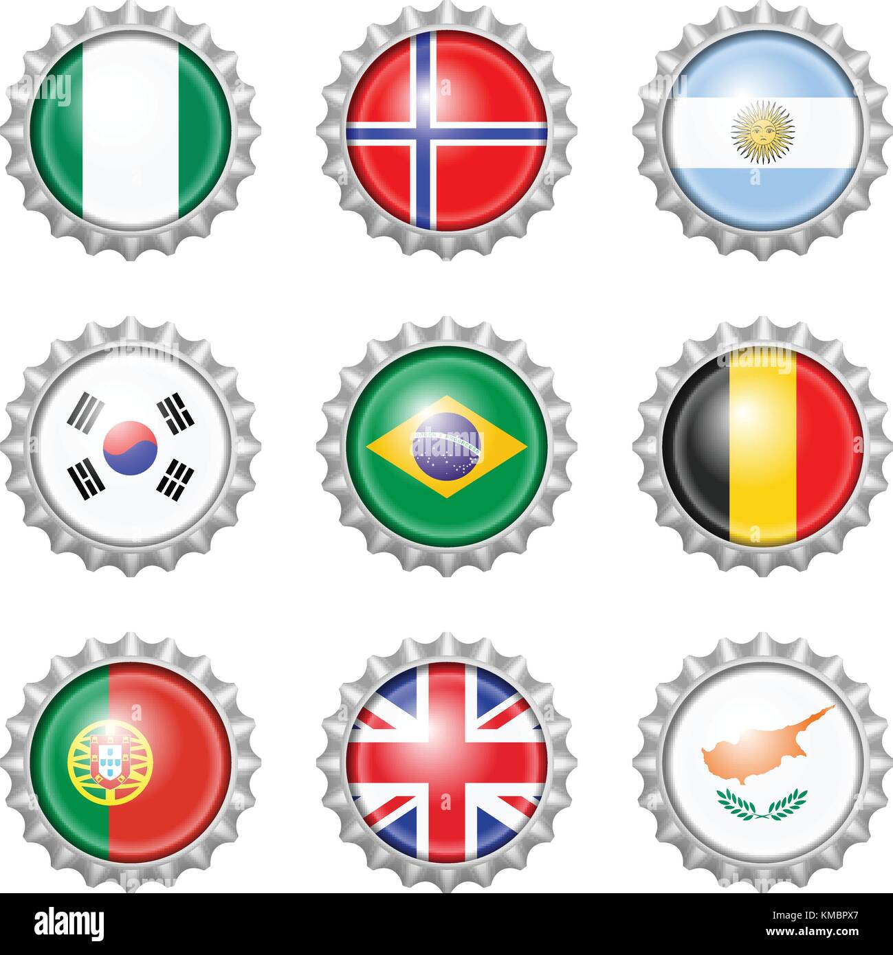 Bottle cap national flags on white background Stock Vector Image &amp; Art ...